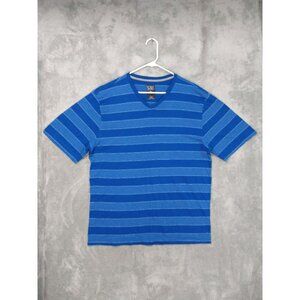 Point Zero Shirt Mens XL Blue Striped Short Sleeve V Neck Pullover